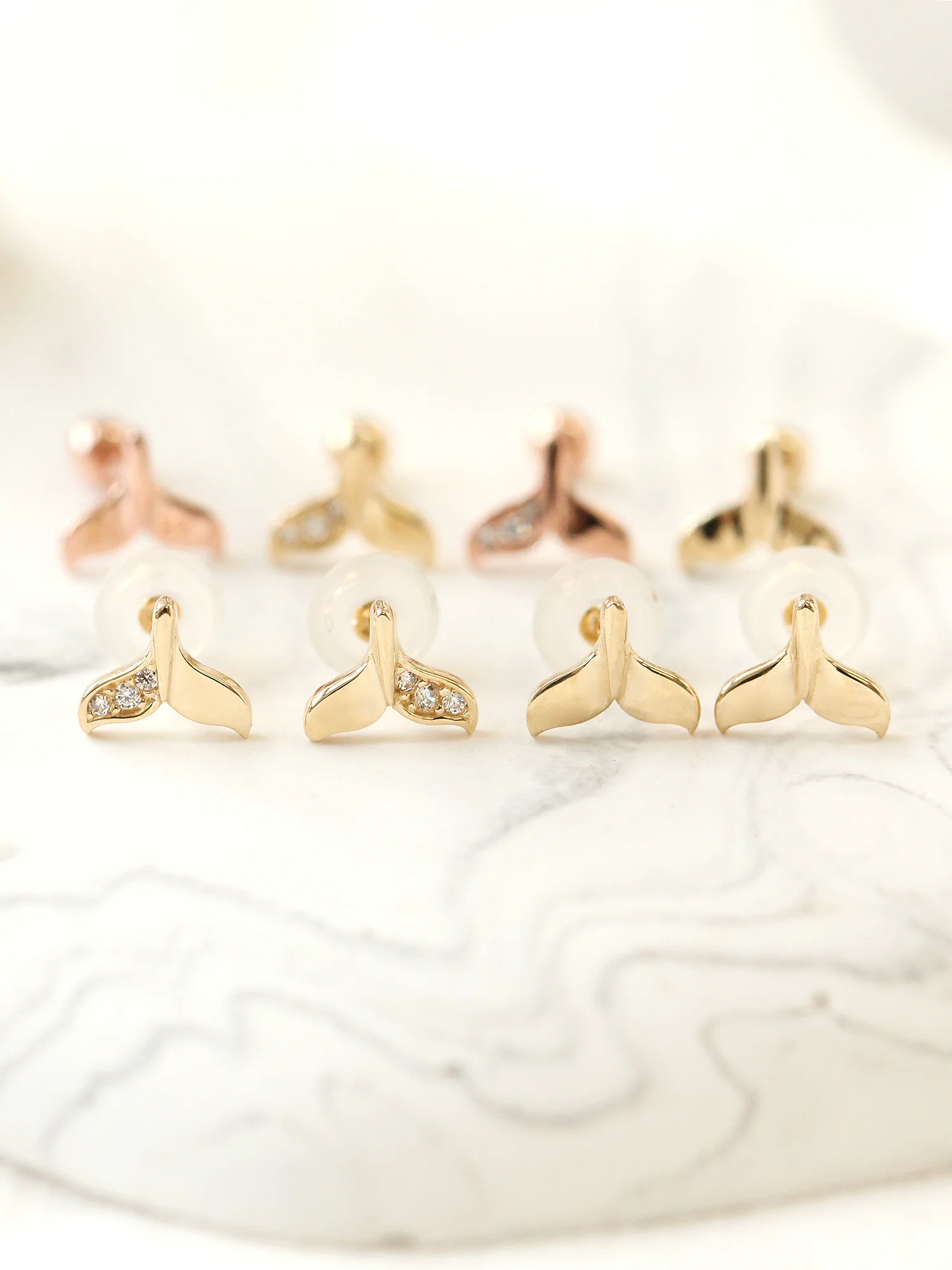14K Gold Whale Tail Cartilage Earring 20G - Image 5