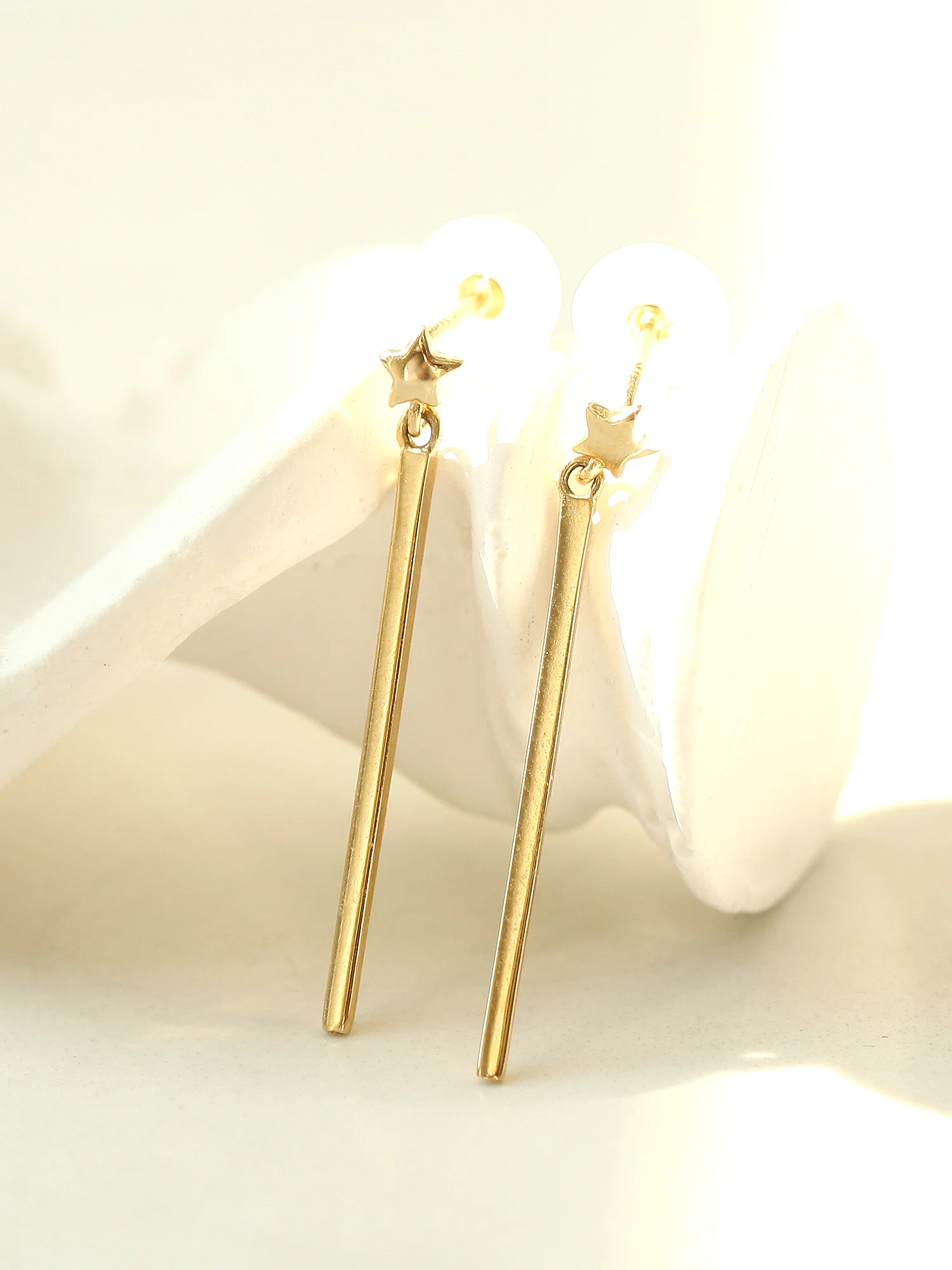14K Gold Star Drop Earring - Image 5