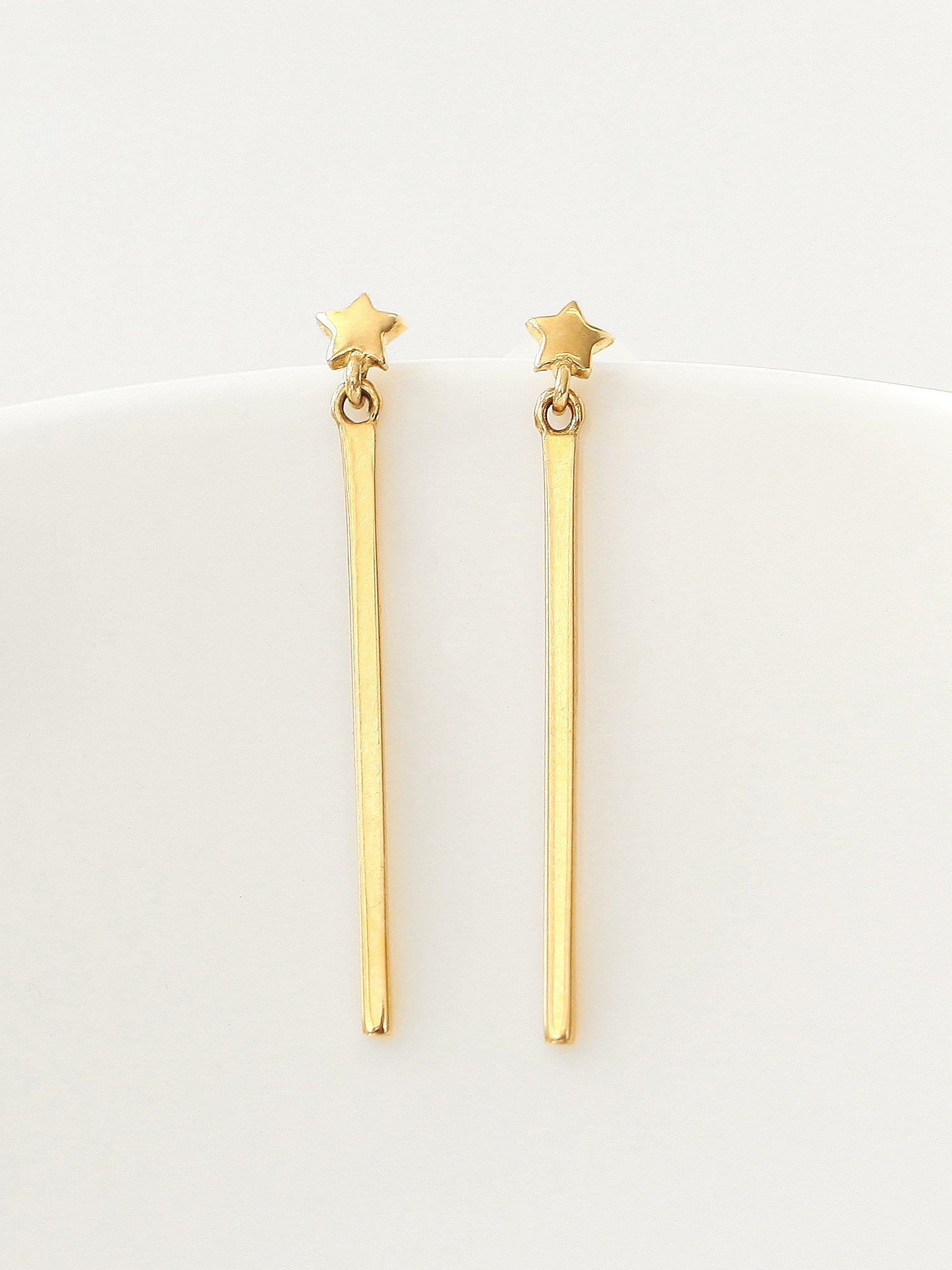 14K Gold Star Drop Earring - Image 8