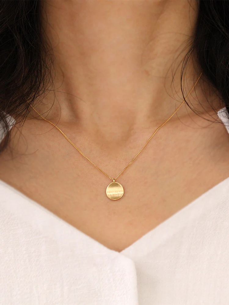 925 Silver Matt Coin Necklace - Image 3