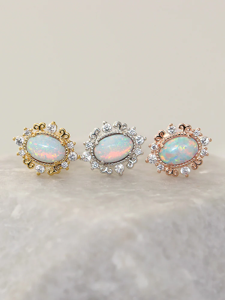 Antique Oval Opal Cartilage earring - Image 5