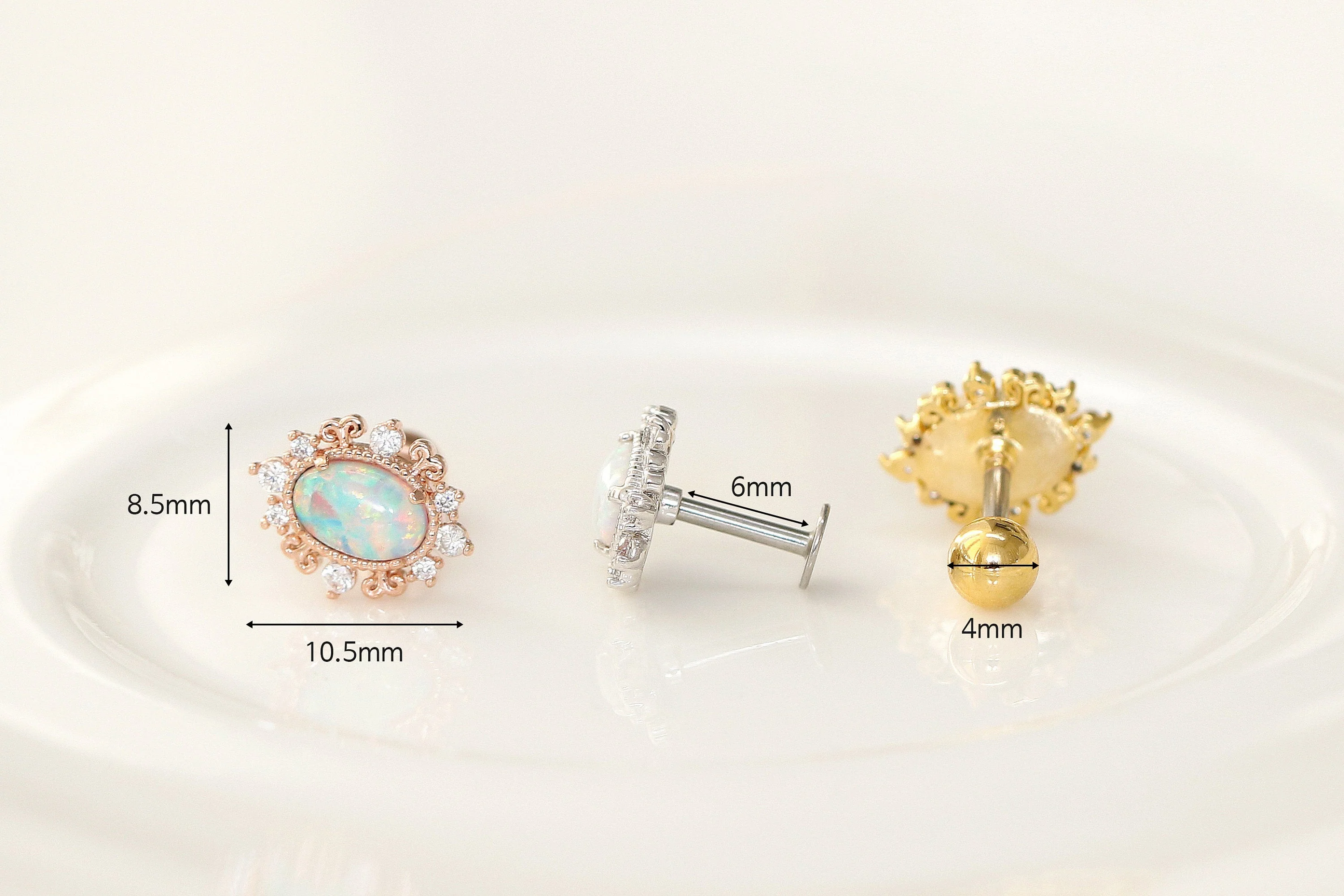 Antique Oval Opal Cartilage earring - Image 7