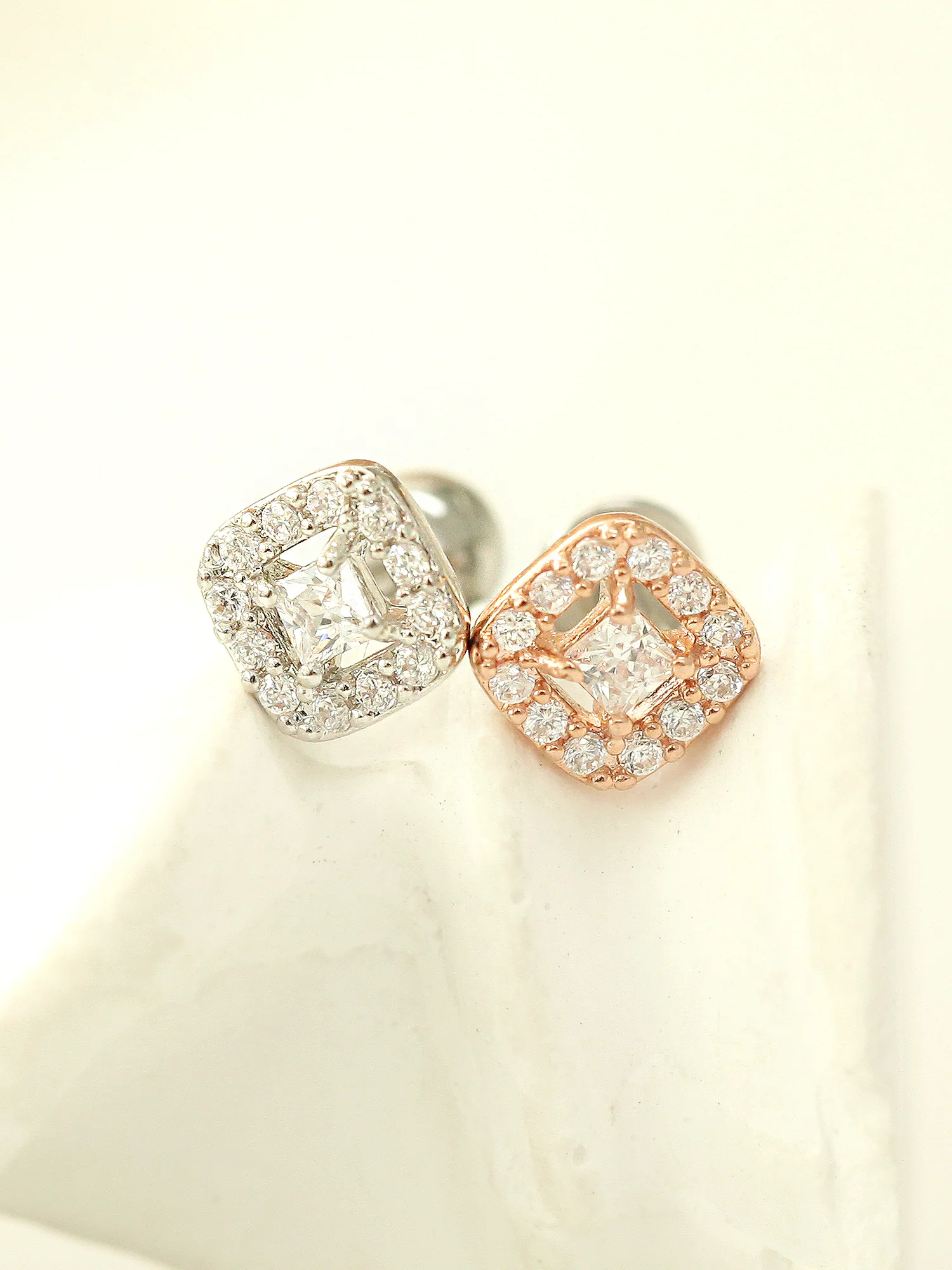 Classic Square CZ Stud Piercing - Image 3