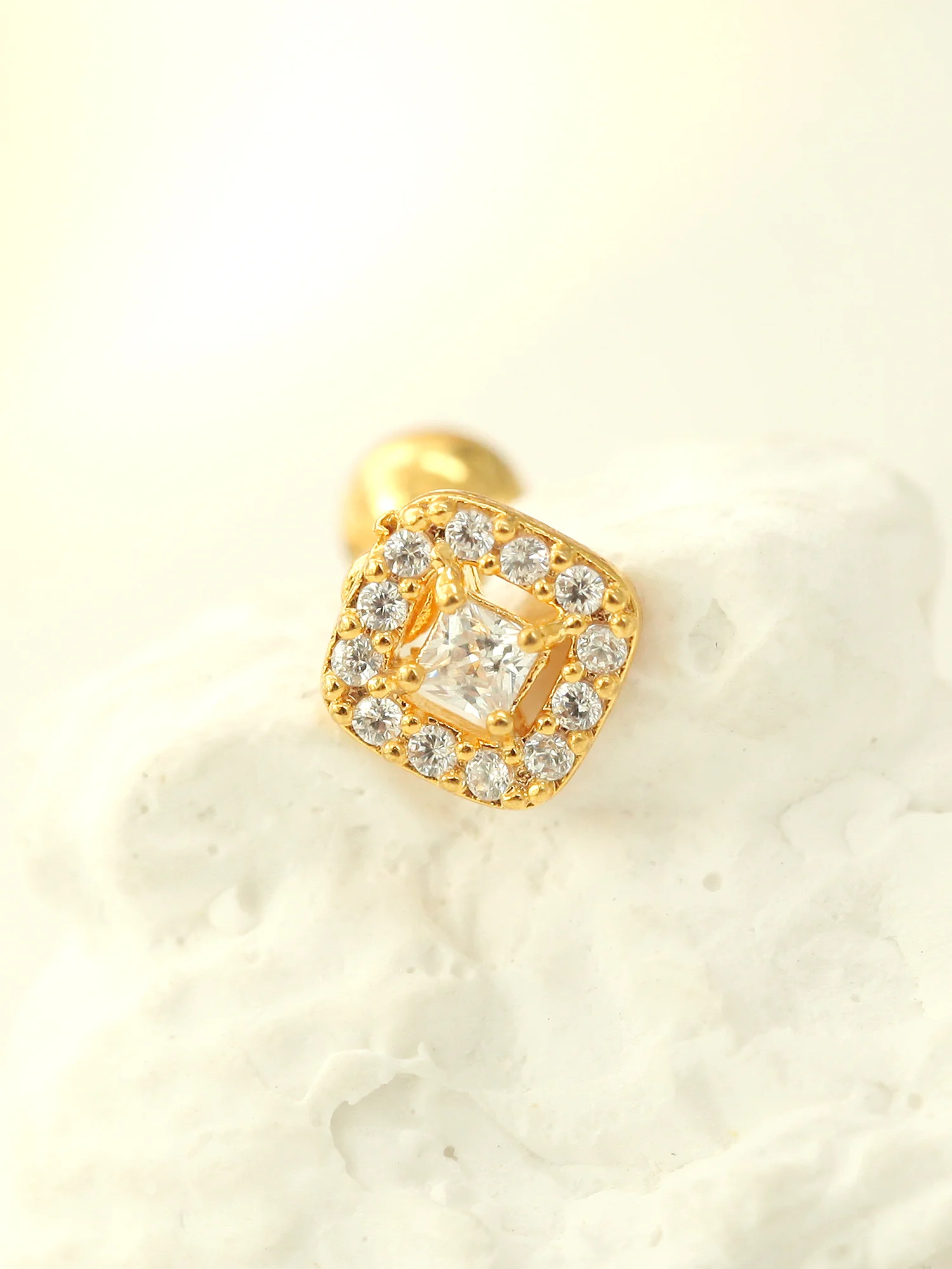 Classic Square CZ Stud Piercing - Image 4