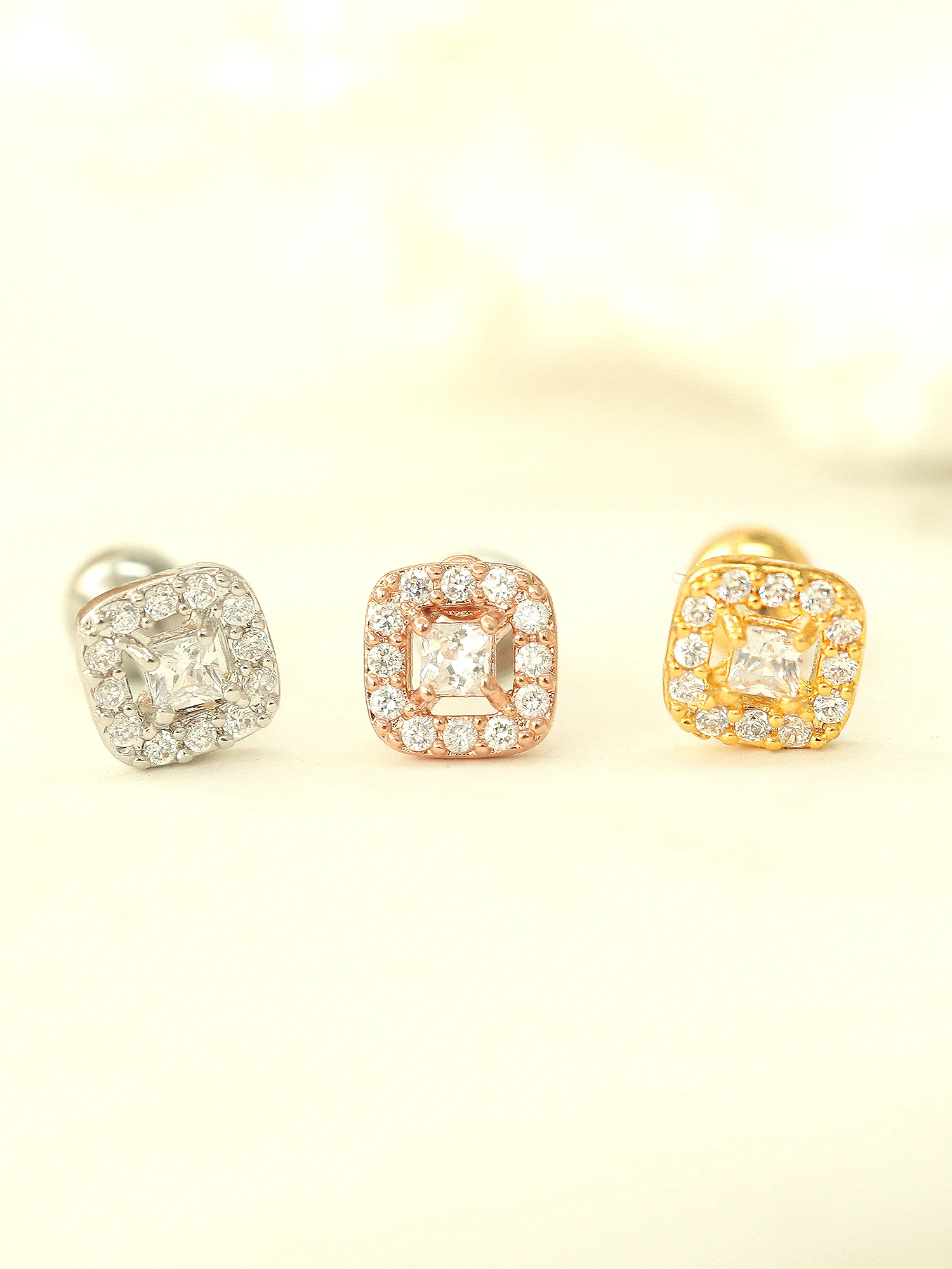 Classic Square CZ Stud Piercing - Image 5