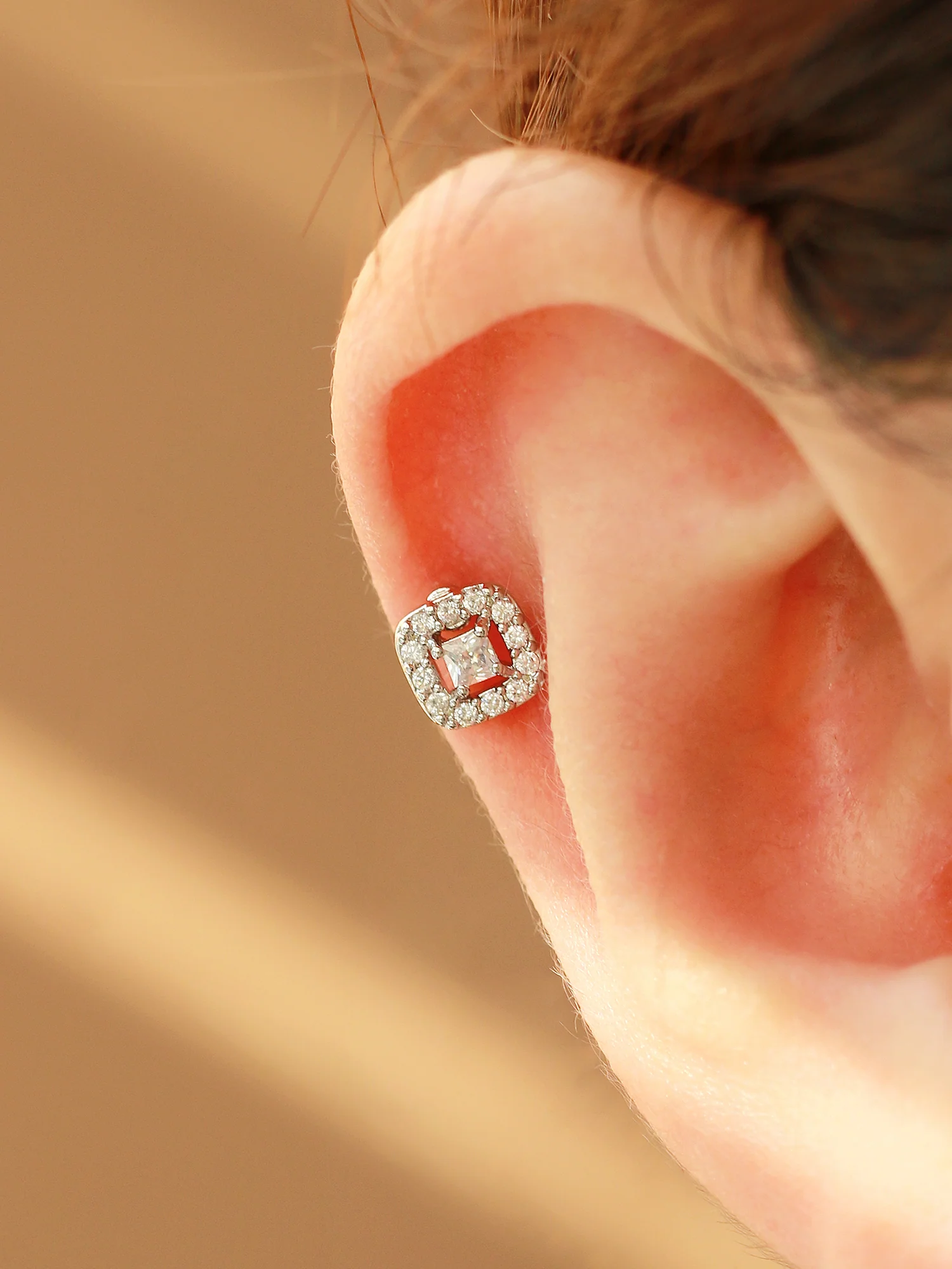Classic Square CZ Stud Piercing - Image 6
