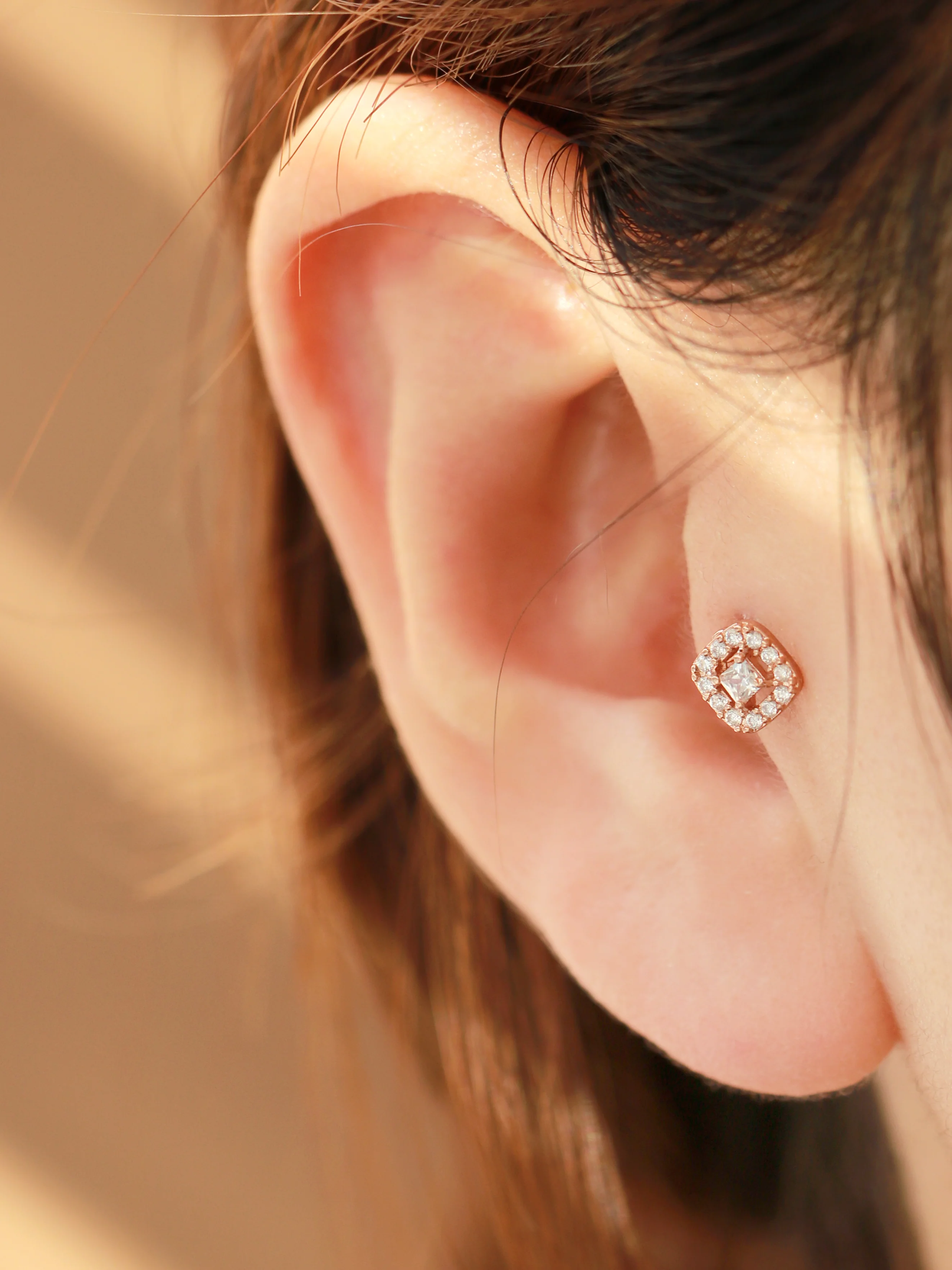 Classic Square CZ Stud Piercing - Image 8