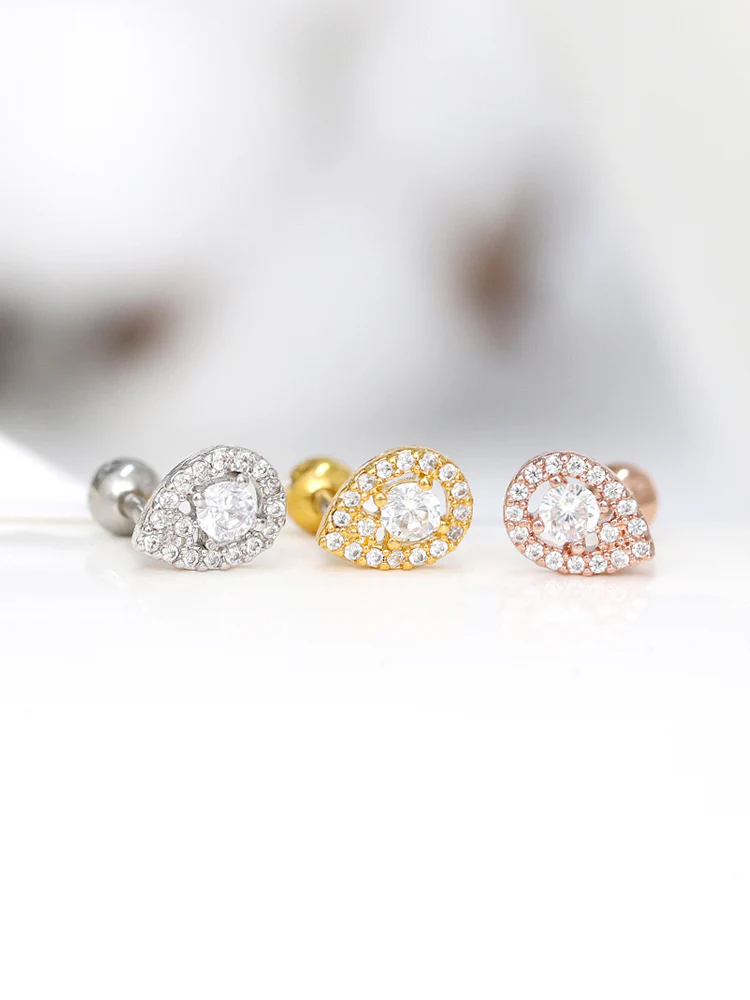 Classic Teardrop CZ Cartilage Earring - Image 3