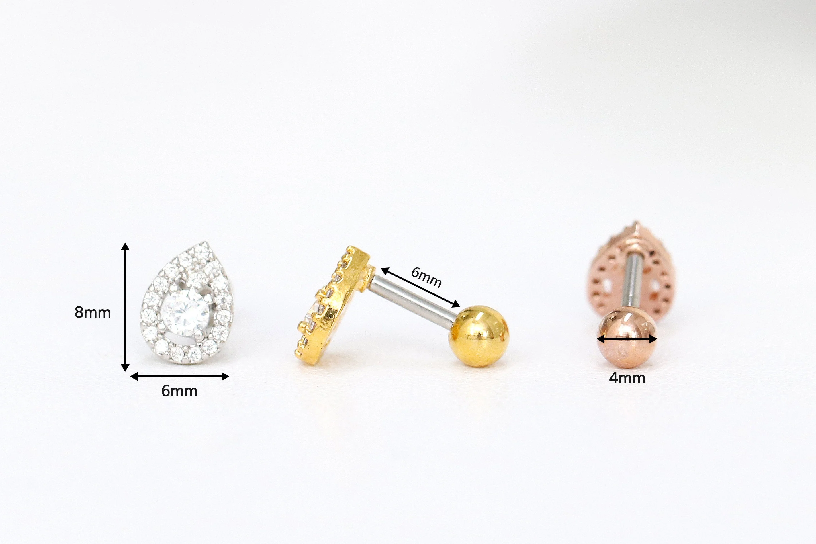 Classic Teardrop CZ Cartilage Earring - Image 6