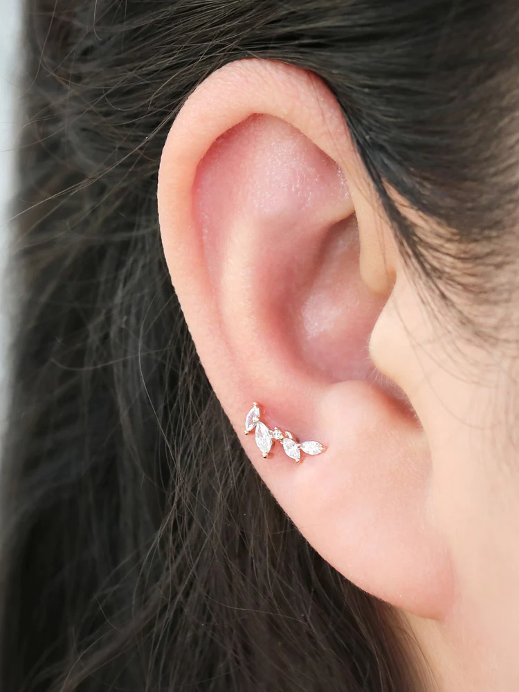 CZ Leaf Cartilage earring - Image 3