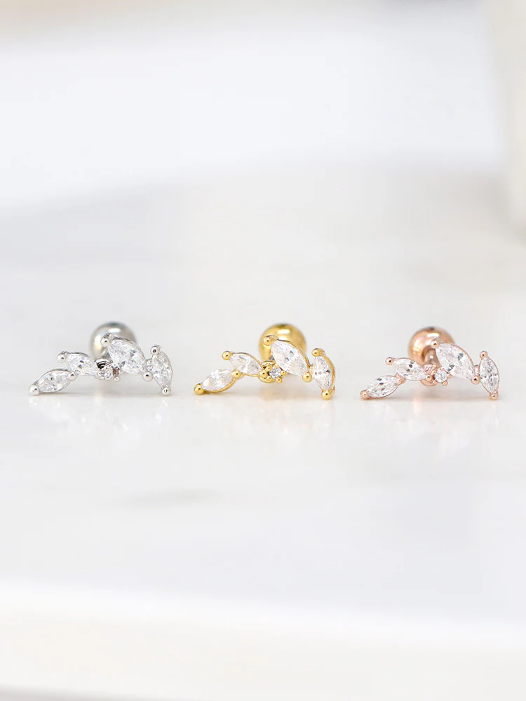 CZ Leaf Cartilage earring - Image 4