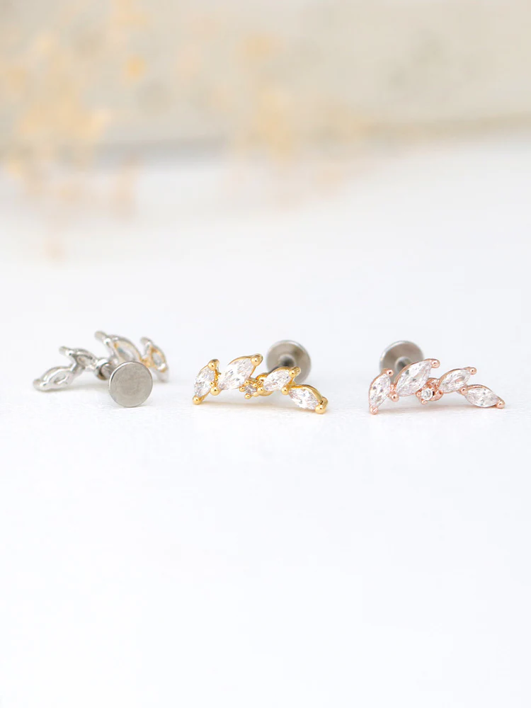 CZ Leaf Cartilage earring - Image 6