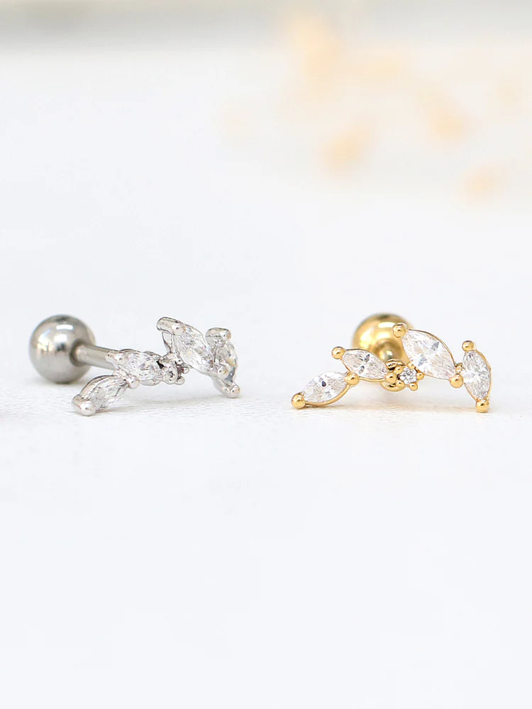 CZ Leaf Cartilage earring - Image 8
