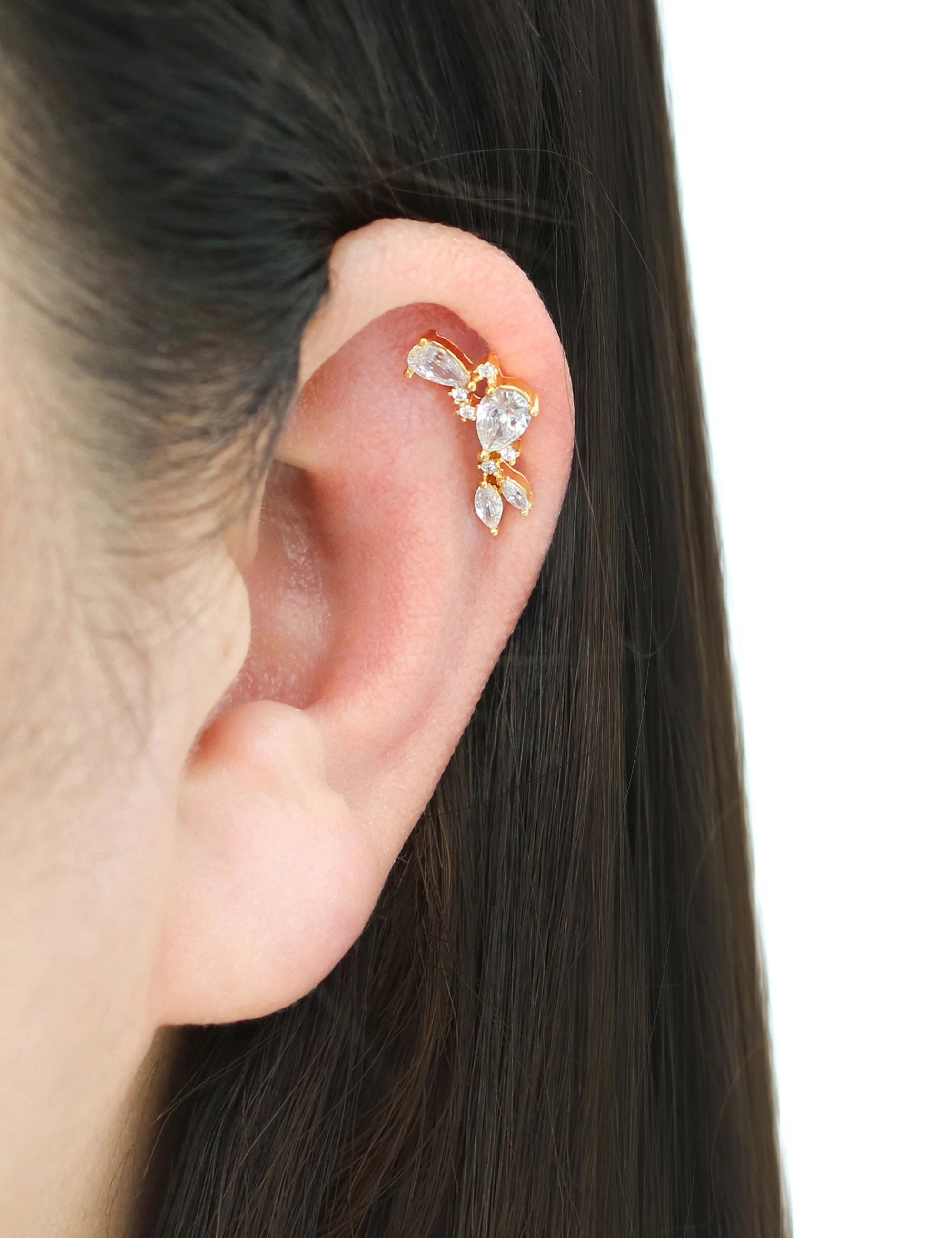 CZ Long Stud Cartilage earring - Image 3