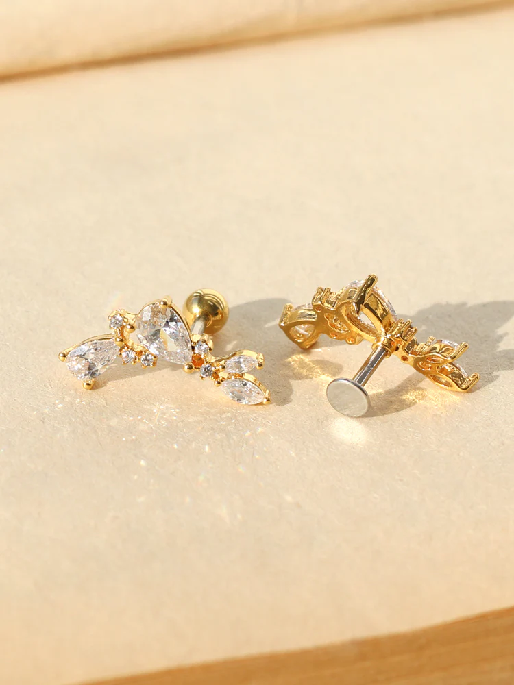 CZ Long Stud Cartilage earring - Image 6