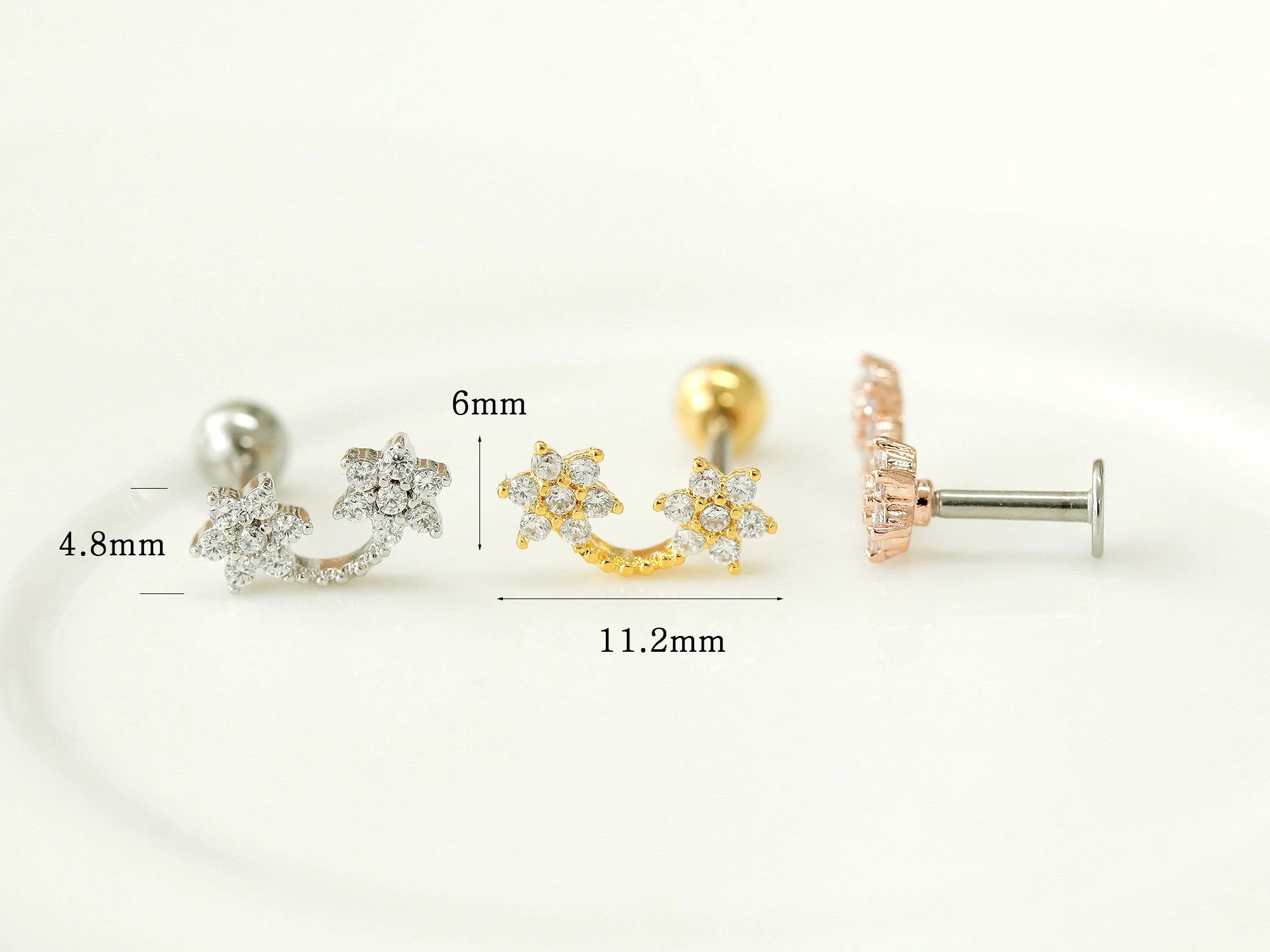 Double Flower Cartilage earring - Image 10
